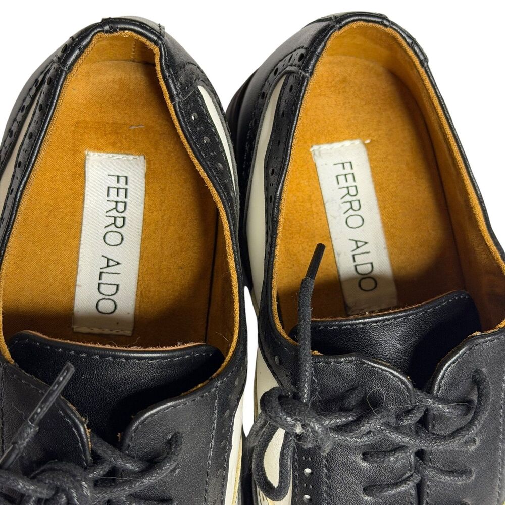 Ferro Aldo Arthur Oxford Shoes Loafers Two-Tone Leather Black White Men 7.5 - Picture 5 of 11